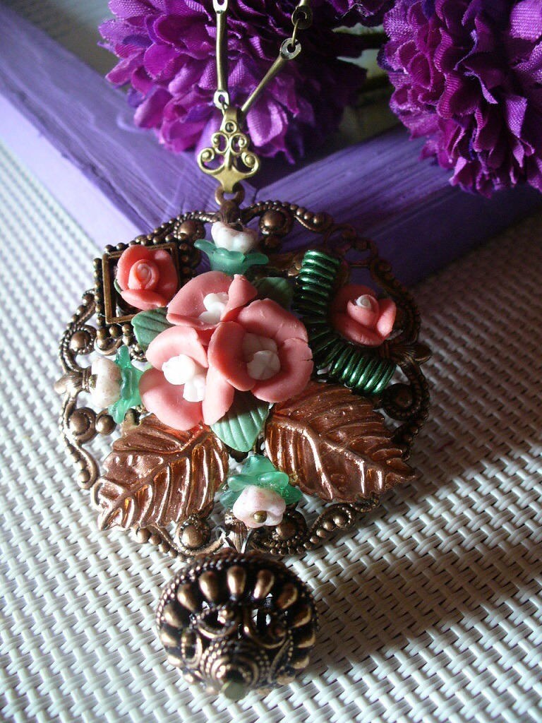 Pendentf + Kupfer/Bronze, Lachs Und Grüne Kette von 10doigtset1sourire