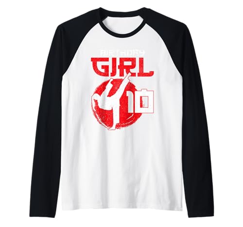 Karate Taekwondo 10 Jahre alt Geburtstag Kampfsport Mädchen Raglan von 10th Birthday For Girls Karate Taekwondo Gift Tee