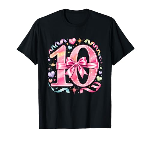 10th Birthday Girl Pink Coquette Bow 10 Year Old Girl T-Shirt von 10th Birthday Girl Pink Coquette Bow Year Tees