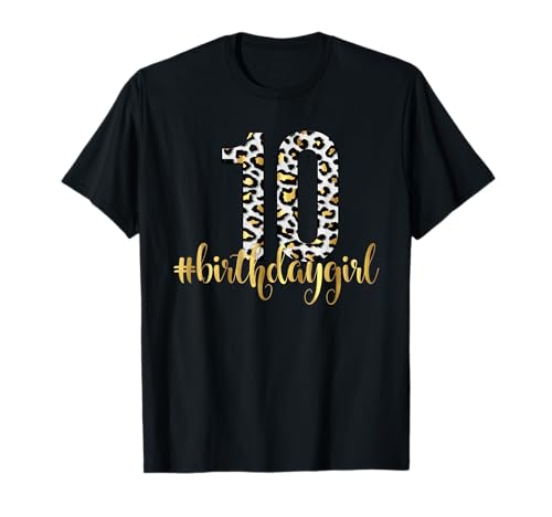 Zehn zweistellige Zahlen für Mädchen zum 10. Geburtstag Glam Leopard T-Shirt von 10th Birthday Girl Shirts Leopard Red NYC