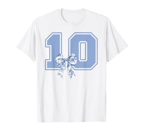 Geburtstag Mädchen Kokette Toile Blau Schleife 10 Jahre alt Mädchen T-Shirt Geburtstag Mädchen Kokette Toile Blau Schleife 10 Jahre alt Mädchen T-Shirt von 10th Birthday Girl Toile Blue Coquette Bow Floral
