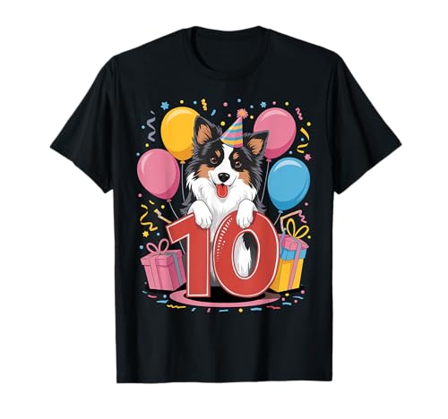 10. Geburtstag Junge Mädchen 10 Jahre alt zehn Border Collie T-Shirt von 10th Girls, Boys Border Collie Dog 10 Birthday