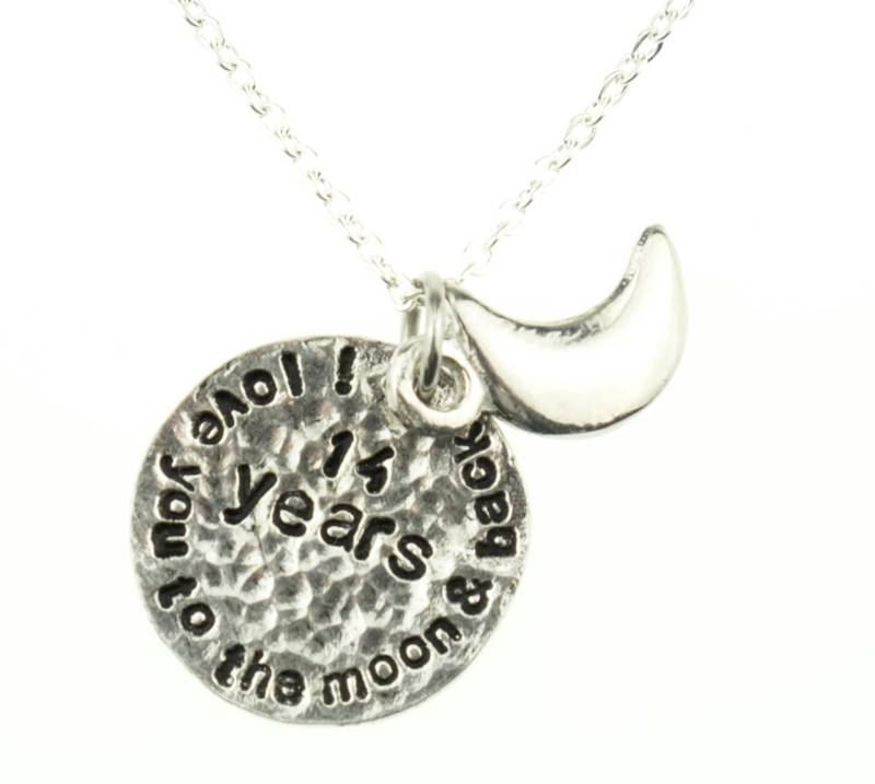 14. Hochzeitstag Ich Liebe Dich Zum Mond Und Zurück Halskette - Einzigartige Anniersary Geschenkidee von 10thAnniversaryGifts