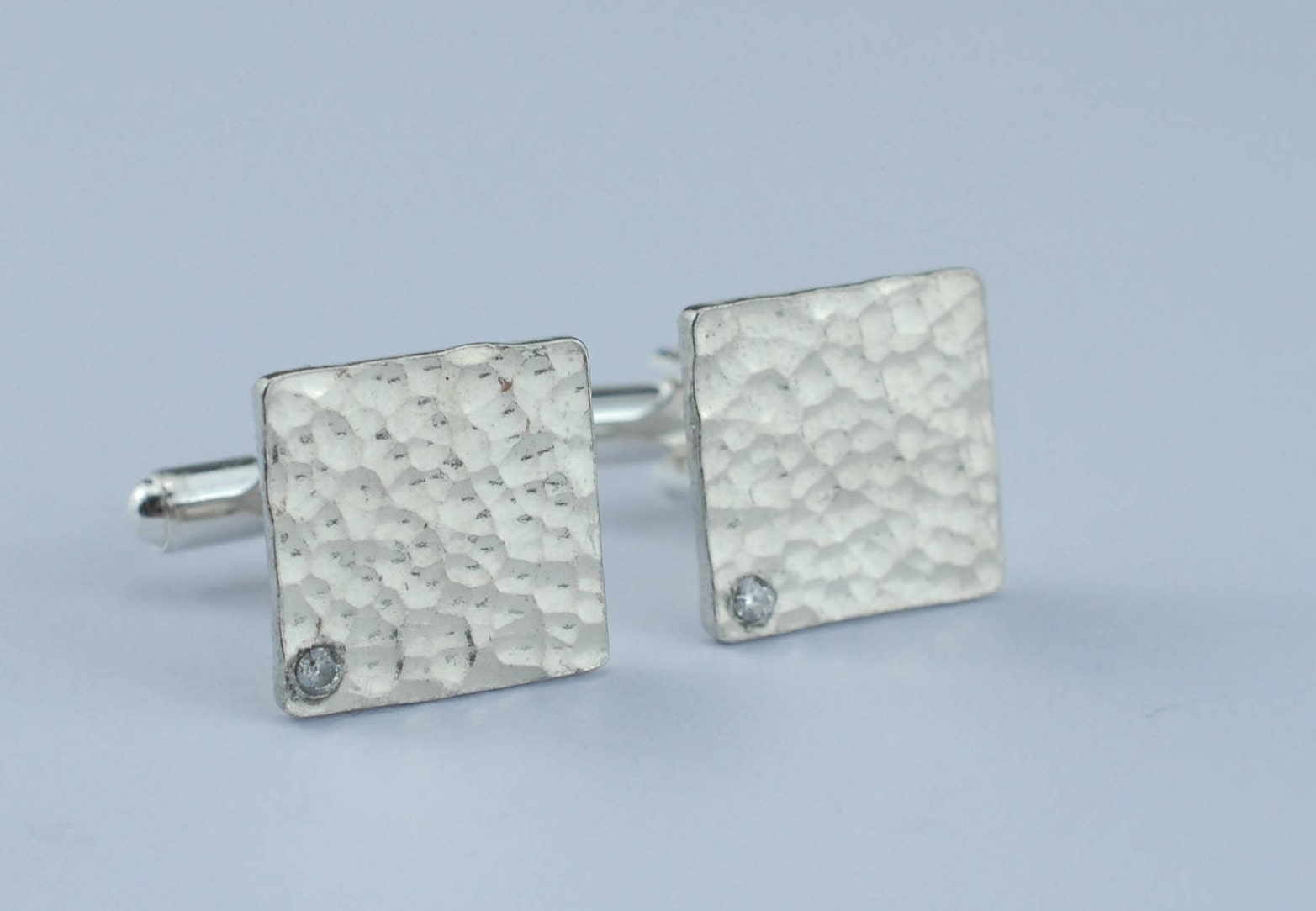 Zinn Diamant Manschettenknöpfe - Beaten Square Design, Geschenk Zum 10-Jährigen Jubiläum von 10thAnniversaryGifts