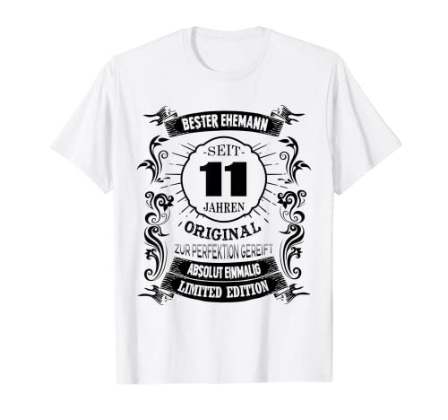 Herren 11 Hochzeitstag Bester Ehemann Seit 11 Jahren Stahlhochzeit T-Shirt von 11 Hochzeitstag Geschenk Ehemann Hochzeitsgeschenk