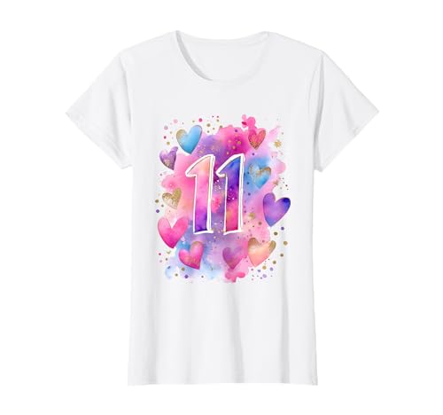 Geburtstag 11 Mädchen Regenbogen T-Shirt Geburtstag 11 Mädchen Regenbogen T-Shirt von 11 Jahre Mädchen Regenbogen Herz