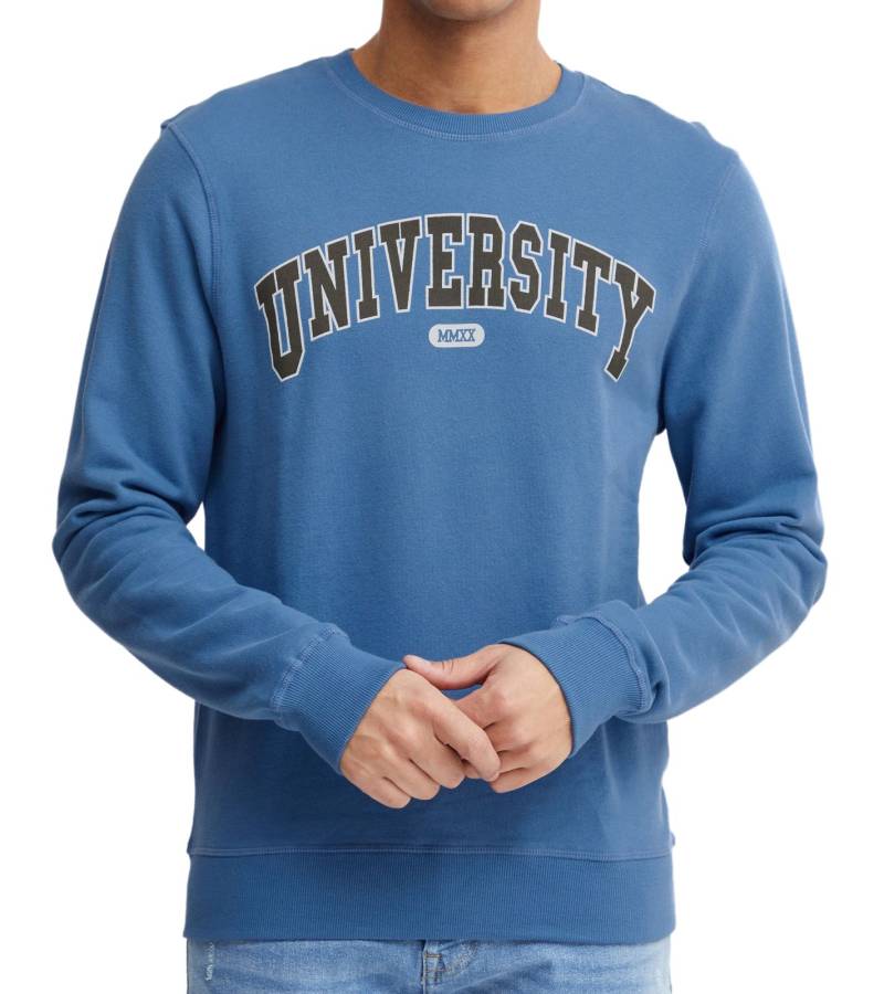 11 PROJECT Davin Herren Sweater mit UNIVERSITY Frontprint Baumwoll-Sweatshirt 20715943 194039 Blau von 11 PROJECT