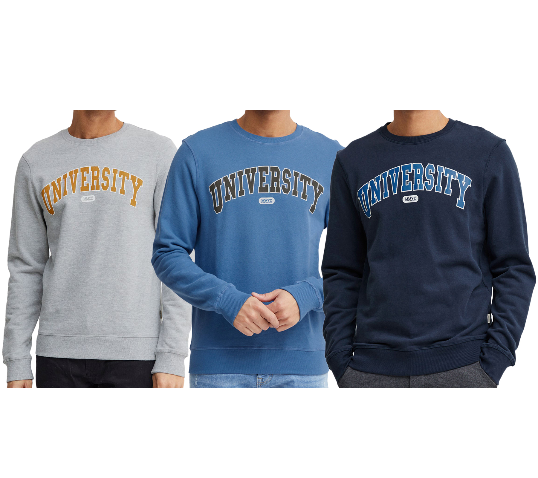 11 PROJECT Davin Herren Sweater mit UNIVERSITY Frontprint Baumwoll-Sweatshirt 20715943 in Dunkelblau, Grau oder Blau 11 PROJECT Davin Herren Sweater mit UNIVERSITY Frontprint Baumwoll-Sweatshirt 20715943 in Dunkelblau, Grau oder Blau von 11 PROJECT