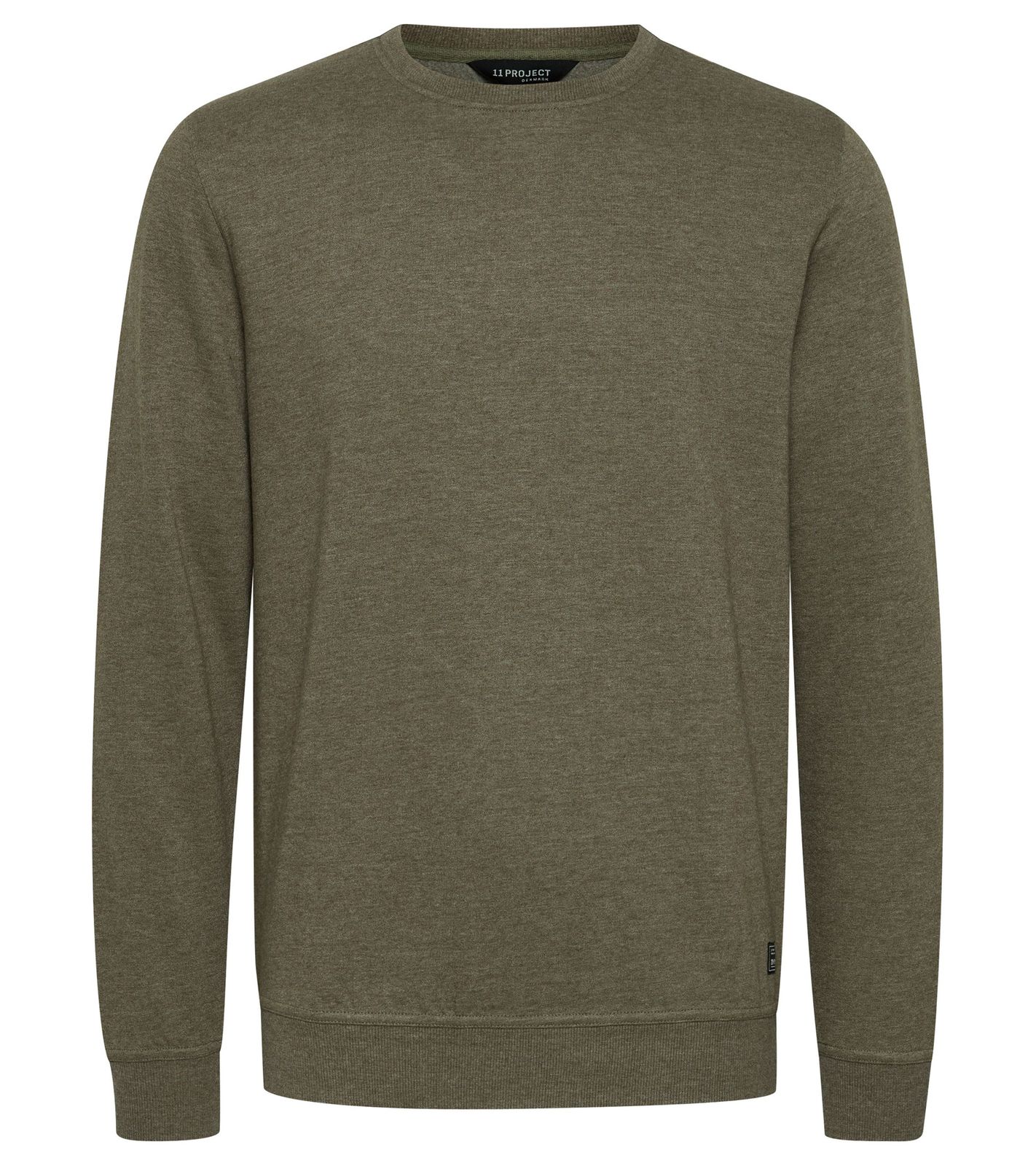 11 PROJECT Garrett CrewNeck Herren Freizeit-Pullover melierter Sweater 21300786-ME 1905121 Khaki-Grün von 11 PROJECT