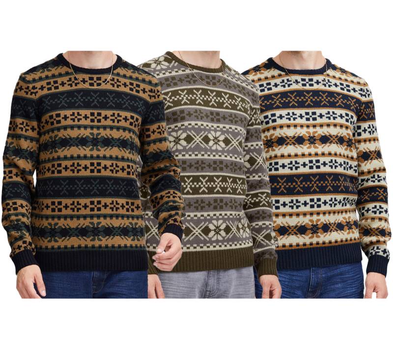 11 PROJECT PRPasco Herren Strick-Pullover mit Wollanteil Langarm-Shirt 20716671 in Navy, Grün oder Schwarz von 11 PROJECT