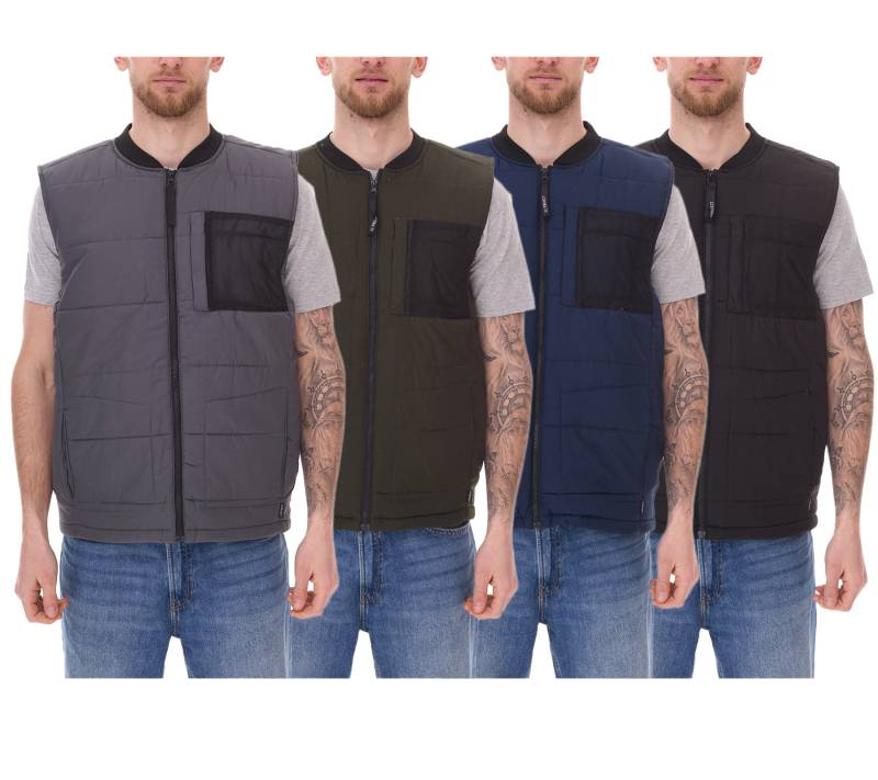 11 PROJECT PURlle Herren Puffer-Weste mit Steppung Lifestyle-Weste 20715253-ME Grau, Dunkelgrün, Dunkelblau oder Schwarz von 11 PROJECT