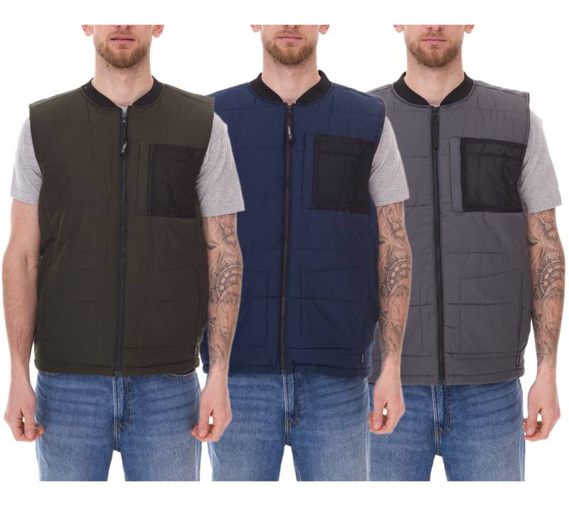 11 PROJECT PURlle Herren Puffer-Weste mit Steppung Lifestyle-Weste 20715253-ME Grau, Dunkelgrün oder Dunkelblau von 11 PROJECT