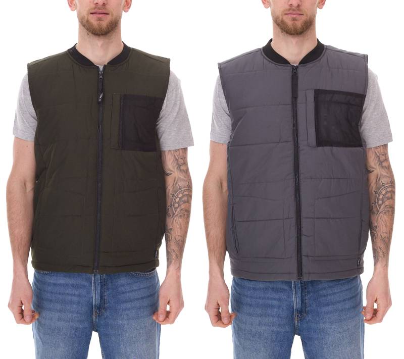 11 PROJECT PURlle Herren Puffer-Weste mit Steppung Lifestyle-Weste 20715253 in Grau und Dunkelgrün von 11 PROJECT