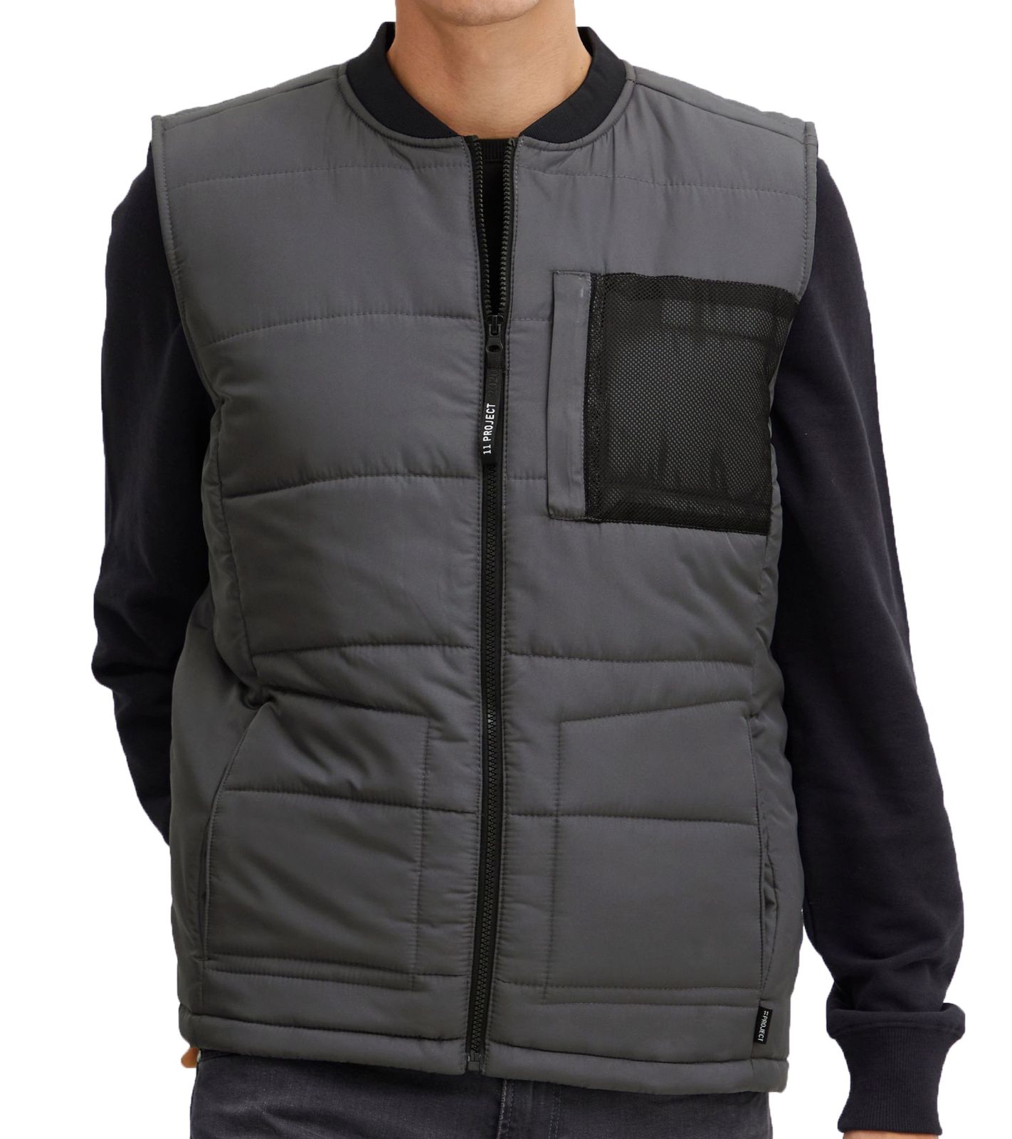 11 PROJECT PURlle Herren Puffer-Weste mit Steppung Outdoor-Weste 20715253 ME 193910 Grau von 11 PROJECT