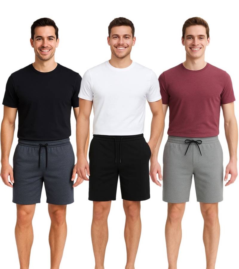 11 PROJECT Palamo Herren Sweat-Bermuda Freizeit Bermuda im Chino-Style 20716141 in Dunkelgau-meliert, Grau oder Schwarz von 11 PROJECT