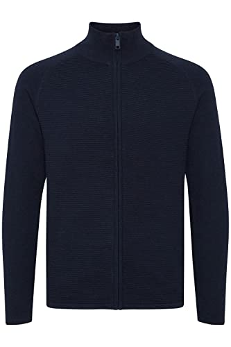 11 Project Balin Herren Strickjacke Cardigan Feinstrick mit hochabschließendem Kragen aus 100% Baumwolle, Größe:XL, Farbe:Dress Blues Melange (1940241) von 11 Project