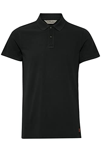 11 Project Illian Herren Poloshirt Polohemd T-Shirt mit Grandad-Ausschnitt aus 100% Baumwolle, Größe:L, Farbe:Black (194007) von 11 Project