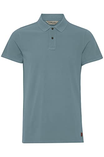 11 Project Illian Herren Poloshirt Polohemd T-Shirt mit Grandad-Ausschnitt aus 100% Baumwolle, Größe:L, Farbe:Bluestone (184217) von 11 Project