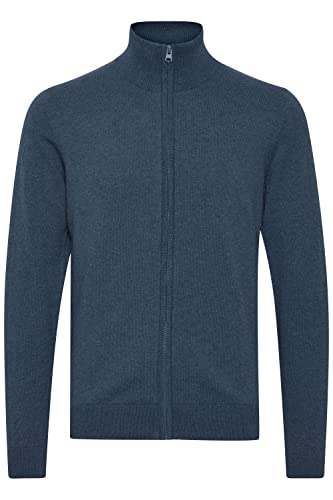 11 Project Melker Herren Strickjacke Cardigan Feinstrick mit hochabschließendem Kragen aus 100% Baumwolle, Größe:L, Farbe:Ensign Blue Melange (1940261) von 11 Project