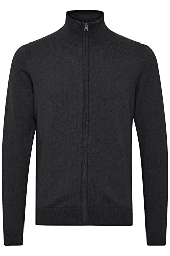11 Project Melker Herren Strickjacke Cardigan Feinstrick mit hochabschließendem Kragen aus 100% Baumwolle, Größe:XXL, Farbe:Charcoal Mix (200278) von 11 Project