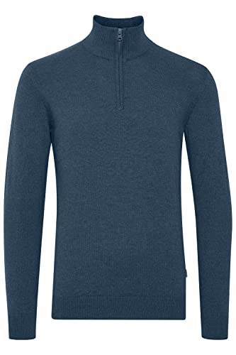 11 Project Melville Herren Strickpullover Troyer Feinstrick Pullover mit Troyerkragen aus 100% Baumwolle, Größe:3XL, Farbe:Ensign Blue Melange (1940261) von 11 Project