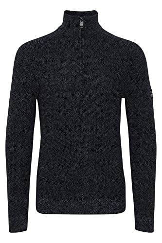 11 Project PRAmilcar Herren Strickpullover Troyer Grobstrick Pullover mit Kragen aus 100% Baumwolle, Größe:XXL, Farbe:Black (194007) von 11 Project