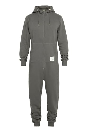 11 Project PRAndrinos Herren Jumpsuit Einteiler Sweat-Anzug mit Kapuze Kordelzug Kängurutasche Reißverschluss Rippbündchen Baumwollmischung Regular fit, Größe:XXL, Farbe:Iron Gate (193910) von 11 Project