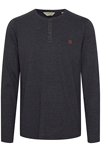 11 Project PRBonso Herren Longsleeve Langarmshirt Shirt mit Grandad-Ausschnitt aus 100% Baumwolle, Größe:L, Farbe:Charcoal Mix (200278) von 11 Project