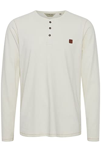 11 Project PRBonso Herren Longsleeve Langarmshirt Shirt mit Grandad-Ausschnitt aus 100% Baumwolle, Größe:L, Farbe:Egret (110103) von 11 Project