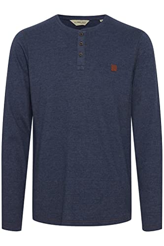 11 Project PRBonso Herren Longsleeve Langarmshirt Shirt mit Grandad-Ausschnitt aus 100% Baumwolle, Größe:M, Farbe:Dress Blues Melange (1940241) von 11 Project