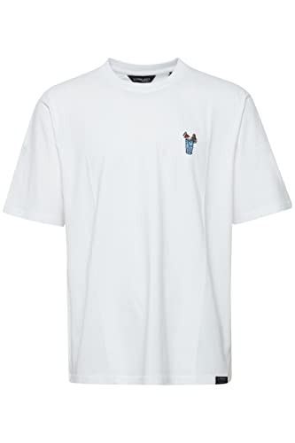 11 Project PRJust Herren T-Shirt Kurzarm Shirt Basic mit Bruststickerei Cocktail-Stickerei Hochwertige Baumwoll-Qualität Rundhals-Ausschnitt Casual Fit, Größe:L, Farbe:White (110601) von 11 Project
