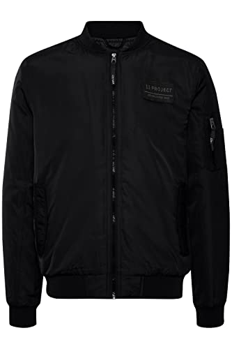 11 Project PRMartins Herren Bomberjacke Übergangsjacke Jacke Blouson gefüttert mit Rippkragen Regular Fit, Größe:M, Farbe:Black (194007) von 11 Project