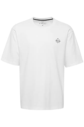 11 Project PROlie Herren T-Shirt Kurzarm Shirt Basic Hochwertige Baumwoll-Qualität Rundhalsausschnitt Überschnittene Schultern Oversize Fit, Größe:2XL, Farbe:Snow White (110602) von 11 Project