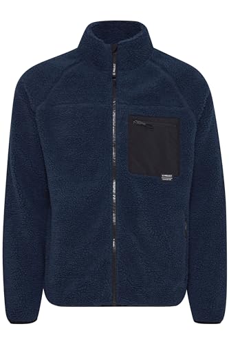 11 Project PRRomy Herren Teddy-Jacke Jacke Übergangsjacke mit Brusttasche Reißverschlusstaschen Stehkragen Label-Details Regular fit, Größe:L, Farbe:Insignia Blue (194010) von 11 Project