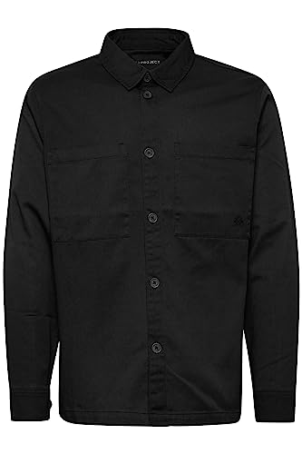 11 Project PRSimon Overshirt Herren Übergangsjacke Jacke Überhemd Hemdjacke Unifarben Twill Optik Brusttaschen Hochwertige Baumwoll-Qualität, Größe:L, Farbe:True Black (194008) von 11 Project