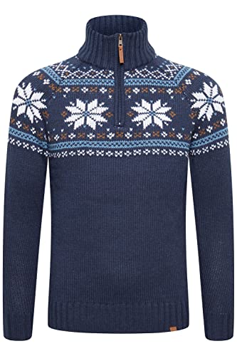 11 Project PRTim Herren Strickpullover Troyer Grobstrick Pullover mit Troyer-Kragen aus hochwertigem Woll-Mix-Material, Größe:3XL, Farbe:Dress Blues (194024) von 11 Project