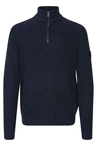 11 Project PRXanthos Herren Strickpullover Troyer Grobstrick Pullover mit Troyerkragen Rippbündchen 100% Baumwolle Regular fit, Größe:M, Farbe:Insignia Blue (194010) von 11 Project