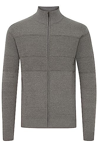11 Project PRYannik Herren Strickjacke Cardigan Feinstrick mit Stehkragen und Reißverschluss, Größe:L, Farbe:Gray Melange (1840051) von 11 Project