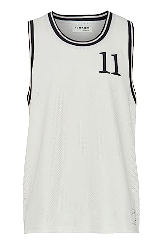 11 Project PRZayden Herren Tank Top mit Print Basketball Trikot Hochwertige Mesh-Qualität mit Patch, Größe:L, Farbe:Egret (110103) von 11 Project