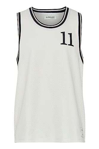 11 Project PRZayden Herren Tank Top mit Print Basketball Trikot Hochwertige Mesh-Qualität mit Patch, Größe:XL, Farbe:Egret (110103) von 11 Project