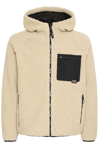 11 Project SDPrromeneo Herren Teddy-Jacke Übergangsjacke Jacke mit Kapuze Brusttasche Reißverschlusstaschen Label-Details Relaxed fit, Größe:L, Farbe:Oatmeal (130401) von 11 Project