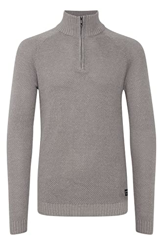 11 Project Stefanos Herren Strickpullover Troyer Grobstrick Pullover mit Stehkragen, Größe:L, Farbe:Gray Melange (1840051) von 11 Project