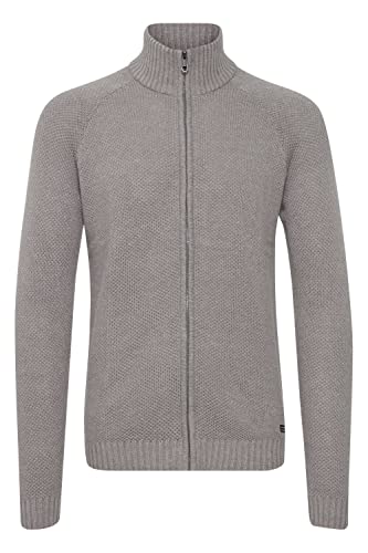 11 Project Steffan Herren Strickjacke Cardigan Feinstrick mit Stehkragen, Größe:L, Farbe:Gray Melange (1840051) von 11 Project