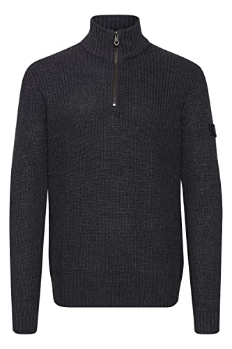 11 Project Xanthos Herren Strickpullover Troyer Grobstrick Pullover mit Stehkragen aus 100% Baumwolle, Größe:XL, Farbe:Dark Grey Melange (1940071) von 11 Project