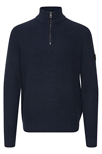 11 Project Xanthos Herren Strickpullover Troyer Grobstrick Pullover mit Stehkragen aus 100% Baumwolle, Größe:XL, Farbe:Insignia Blue (194010) von 11 Project