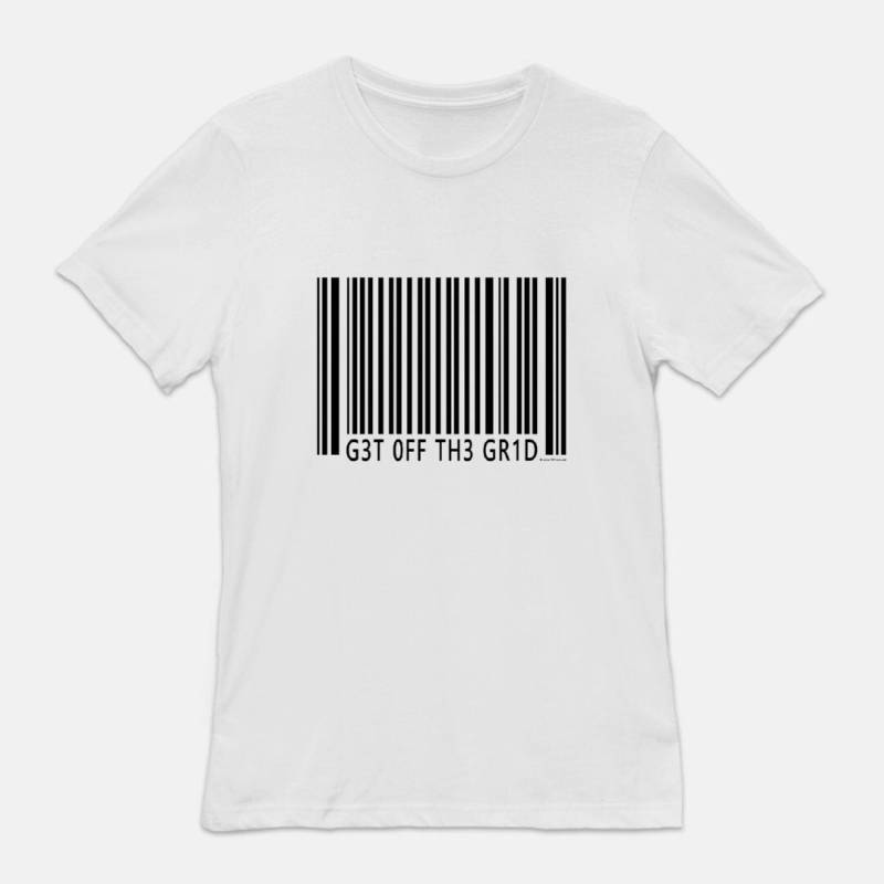 Get Off The Grid - Unisex T-Shirt/Grau Weiß Barcode Lustige Inspiration Shirts Umwelt Klima Aktivist Eco Geschenk Ihn 1111 von 1111now