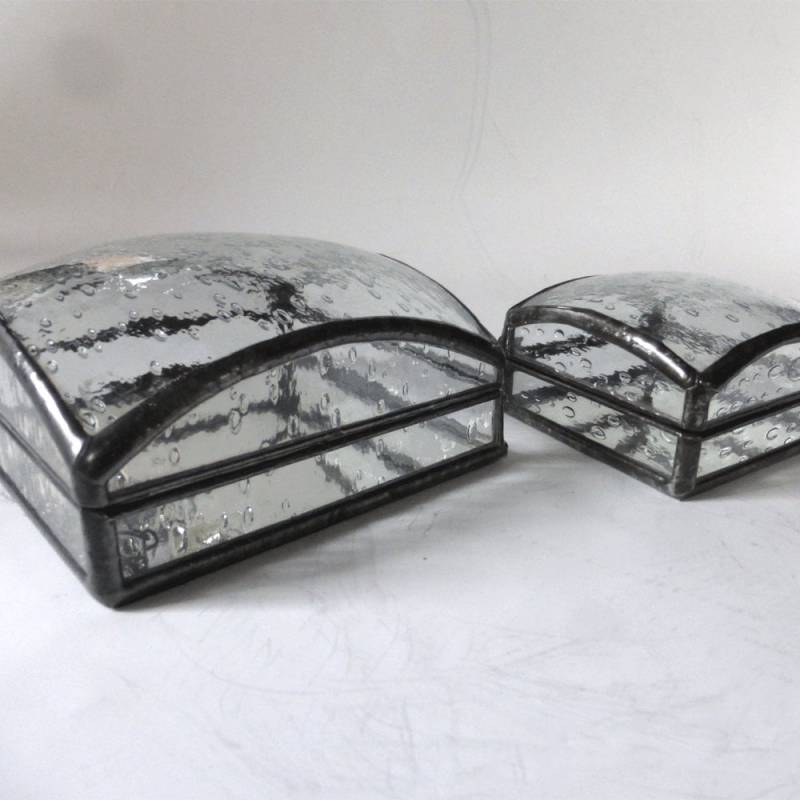 Glas-Schmuck-Box - Regen-Tropfen-Muster 2 Größen von 1178box