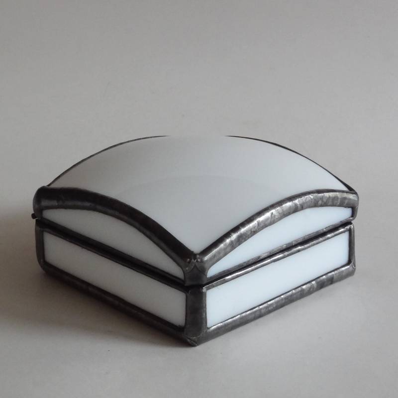 Kleine Glas-Schmuck-Box - Ring-Box Weiße Kunst Glas von 1178box