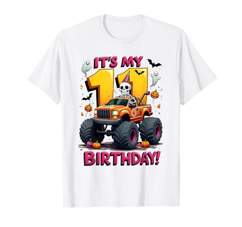It's My 11th Birthday Boy Skeleton Monster Truck Halloween T-Shirt von 11th Birthday Monster Truck Costume