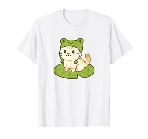 Kawaii Frosch Hut Katze Niedliches Tier Lustiges Kätzchen Mädchen Jungen Kinder T-Shirt Kawaii Frosch Hut Katze Niedliches Tier Lustiges Kätzchen Mädchen Jungen Kinder T-Shirt von 11th Birthday Pink Roses Floral Number 11 Bday